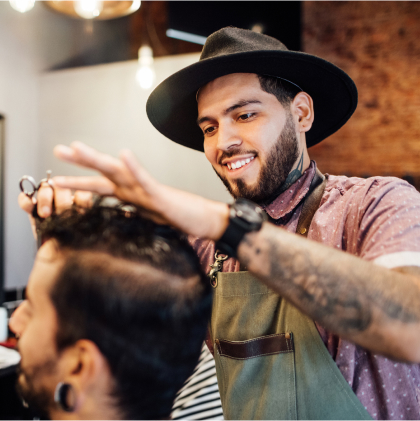 Barber cutting a clients hair